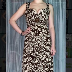 Enfocus Studio Stretchy Brown Fit and Flare Dress